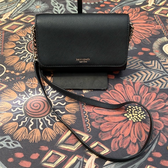 Kate Spade Black Staci Flap Front Crossbody - Picture 1 of 11